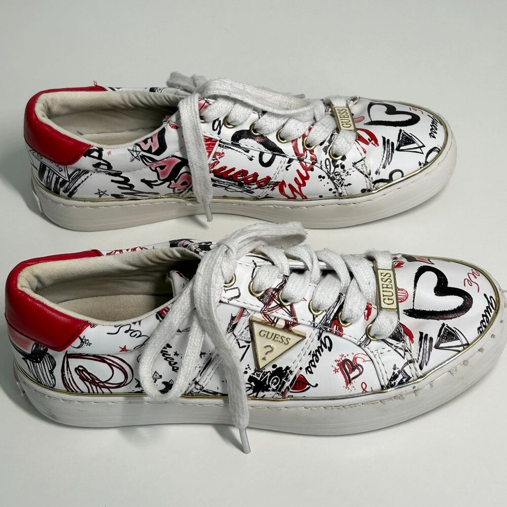 Guess LOVE Graphic Sneakers – Size 6.5M (Good Condition)